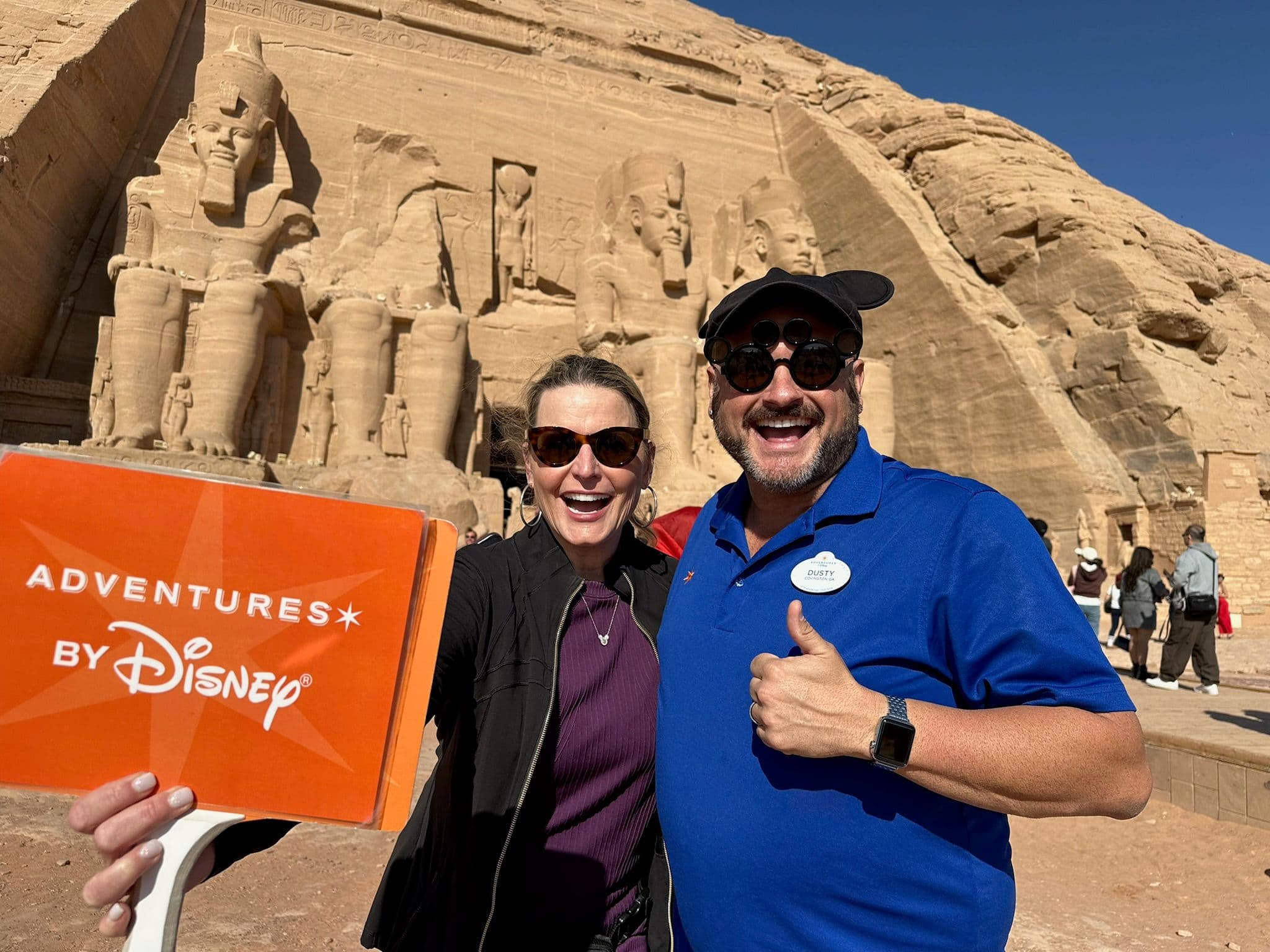 Melissa with her Adventures by Disney guide at Abu Simbel, Egypt