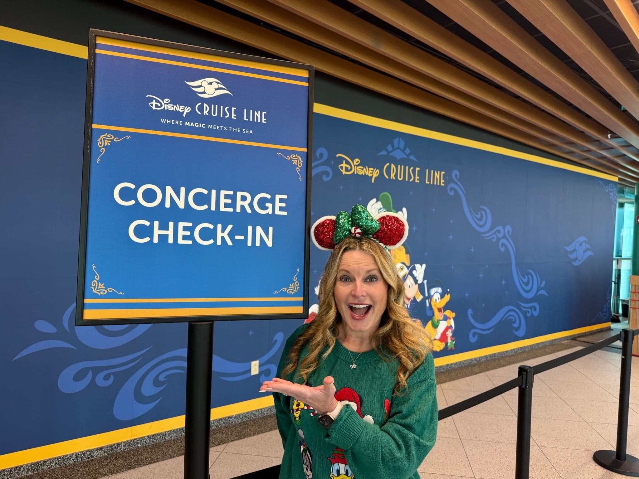 Melissa Jiles at Disney Cruise Line Concierge check-in